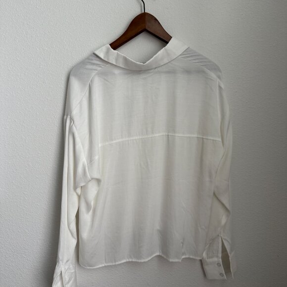 Lulus Casual Elegance White Long Sleeve Button-up Top - Size S - Picture 5 of 6